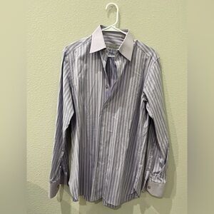 Stefano Ricci Elegant Blue and White Striped Dress Shirt